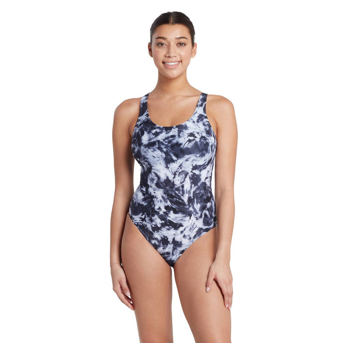 Maillot de bain une pièce Marble Powerback Femme Noir-Blanc Taille 32-XS Zoggs 462569BK32