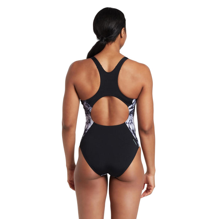 Maillot de bain une pièce Marble Powerback Femme Noir-Blanc Taille 42-XXL Zoggs 462569BK42