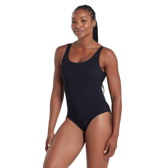 Maillot de bain une pièce Scoopback Argent Ligné Noir Taille 28-XXXS Zoggs 462577BK28