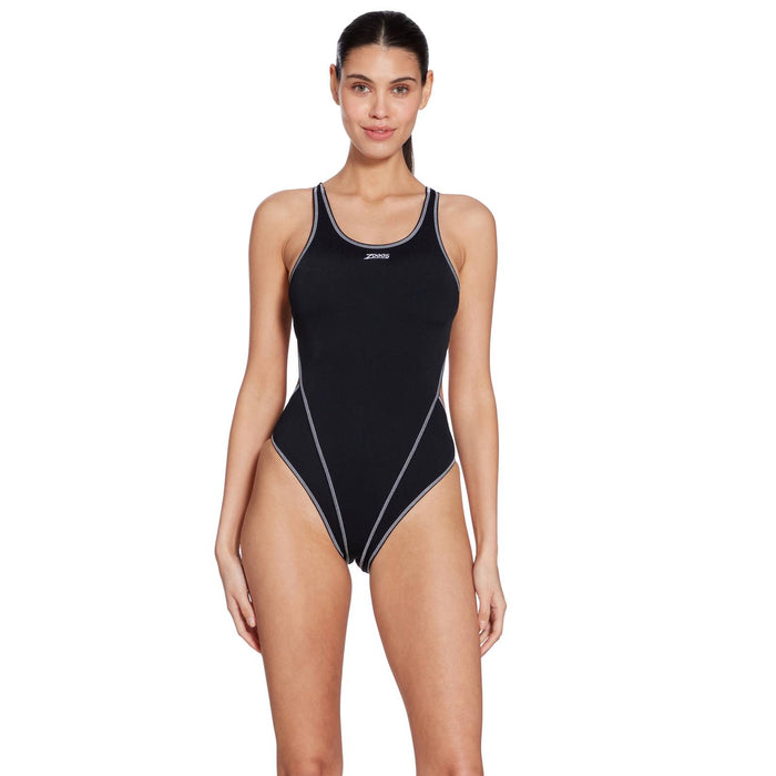 Maillot de bain une pièce Melbourne Haxback Noir-Blanc Taille 32-XS Zoggs 462585BKWH32