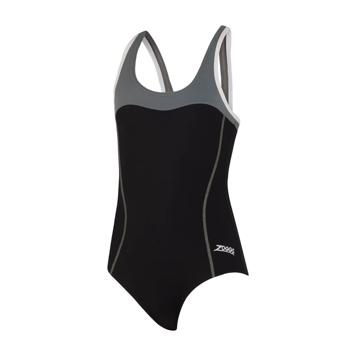 Maillot de bain une pièce Tokyo Iceback Fille Noir-Gris Taille 30-10A Zoggs 463315BKGY30