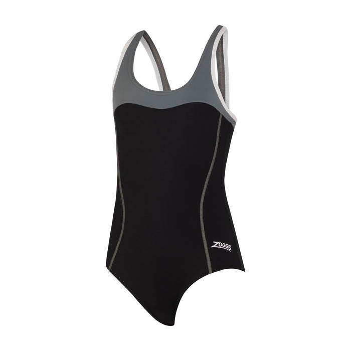 Maillot de bain une pièce Tokyo Iceback Fille Noir-Gris Taille 32-12A Zoggs 463315BKGY32