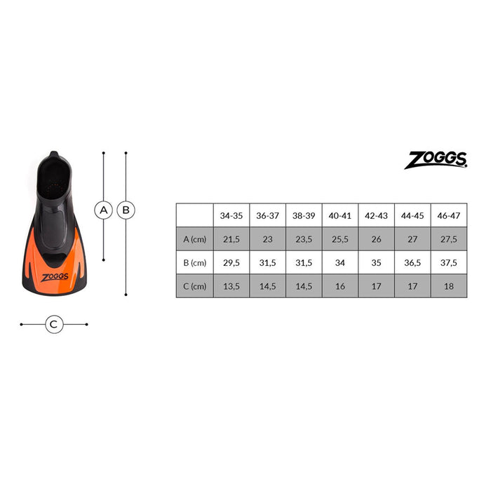 Palmes de natation Swim Energy Noir-Orange UE 44-45-RU 9.5-10.5 Zoggs 465214SFOR44