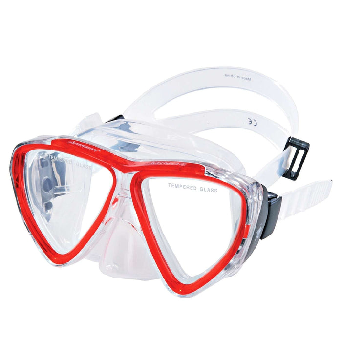 Masque de Plongée Snorkeling Minos Transparent-Rouge Abysstar 50027RD