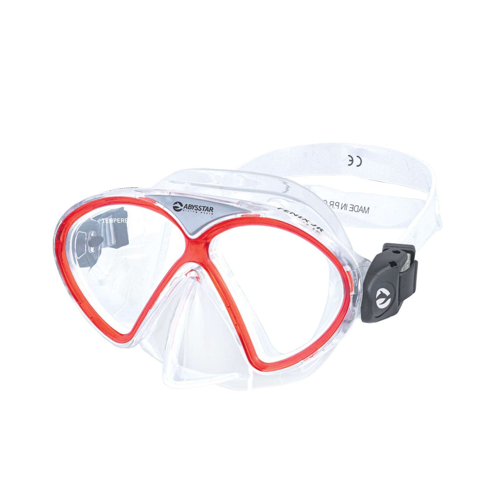 Masque de Plongée Snorkeling Fenix Enfants Transparent-Rouge Abysstar 50037RD