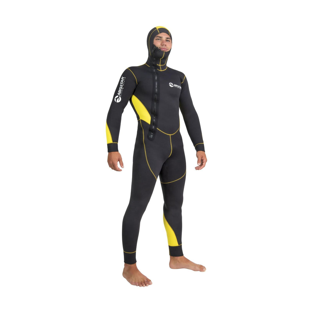 Combinaison de plongée une-pièce Pacific Color Mono à zip frontal homme 5mm noir-jaune L Abysstar 62910
