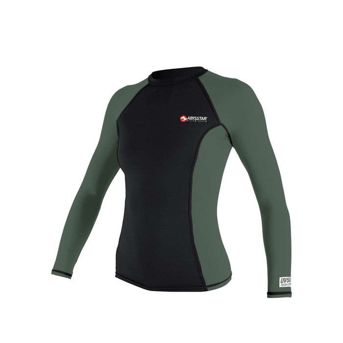 T-shirt de bain Malibu Lycra Manches Longues Femme Noir-Vert S Abysstar 64061