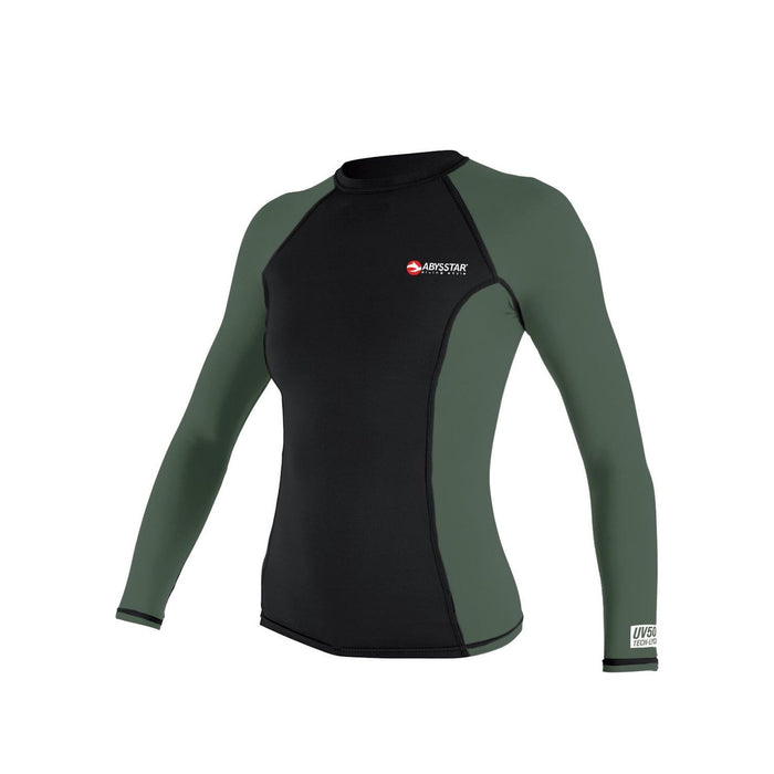 T-shirt de bain Malibu Lycra Manches Longues Femme Noir-Vert L Abysstar 64063