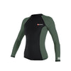T-shirt de bain Malibu Lycra Manches Longues Femme Noir-Vert L Abysstar 64063