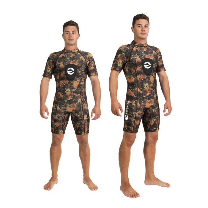 Combinaison Courte de Chasse Sous-Marine Sea Spring Homme 2,5mm Camouflage-Marron-Orange XXXL Abysstar 68154