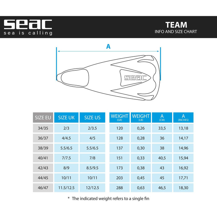 Palmes de natation Team Bleu-Rouge Taille 38-39 Seac 71-28R-38-39