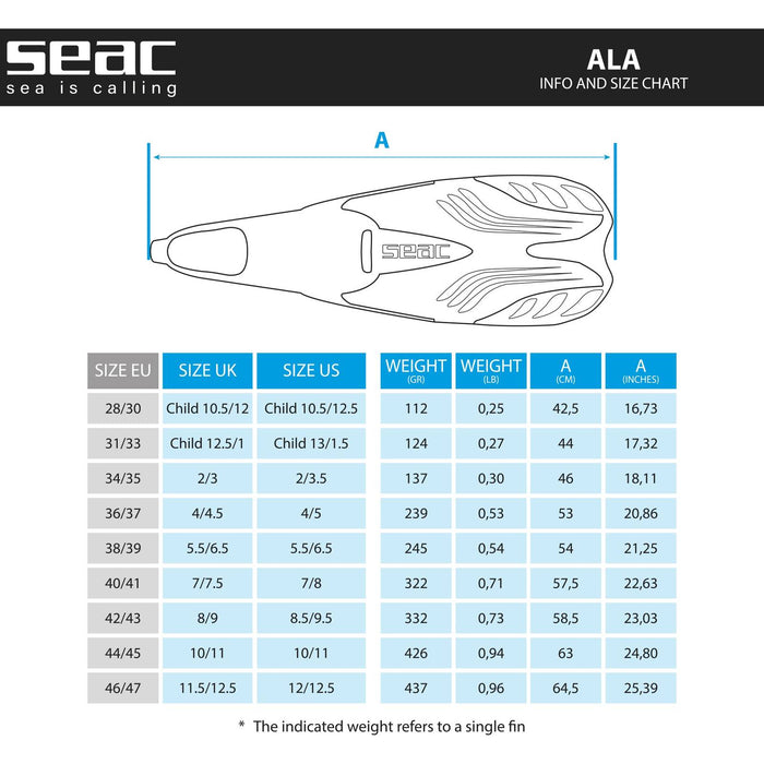 Palmes de snorkeling Ala Enfants Rose 34-35 Seac 71-33P-34-35