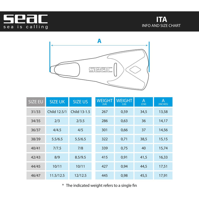 Palmes de Natation Ita Noir Taille 36-37 Seac 71-58N-36-37
