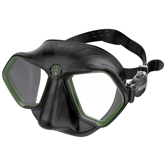 Masque de plongée et de chasse sous-marine Raptor Noir-Vert Seac 75-68V-SBL