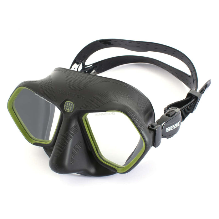 Masque de plongée et de chasse sous-marine Raptor Noir-Vert Seac 75-68V-SBL