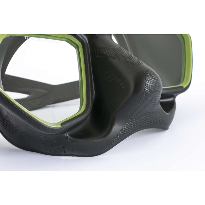 Masque de plongée et de chasse sous-marine Raptor Noir-Vert Seac 75-68V-SBL