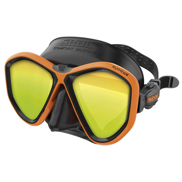 Masque de plongée Symbol Ajustement Asiatique Lentilles Miroir Noir-Orange Seac 75-72O-SBL-LS