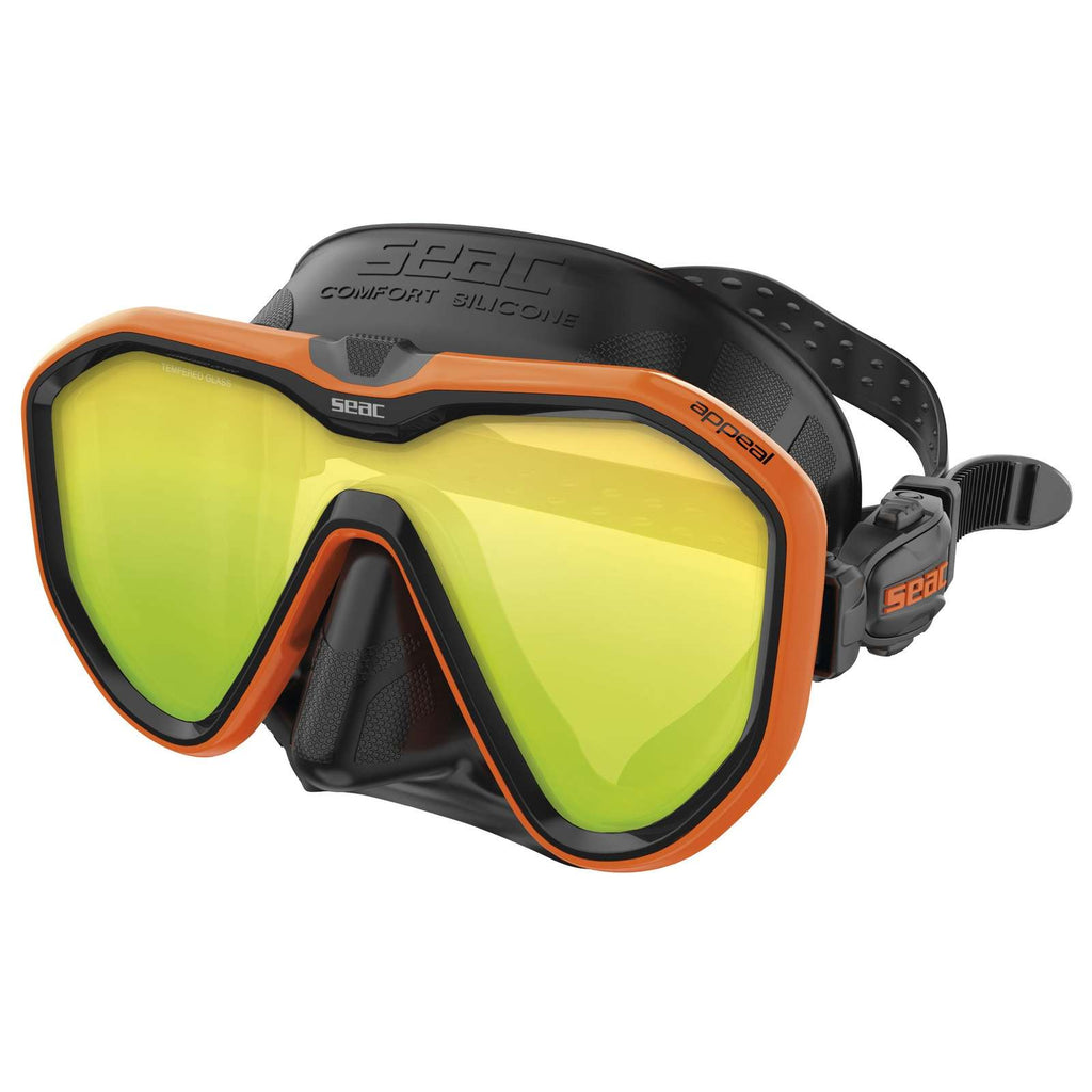Masque de plongée Appeal Ajustement Asiatique Lentilles Miroir Noir-Orange Seac 75-75O-SBL-LS