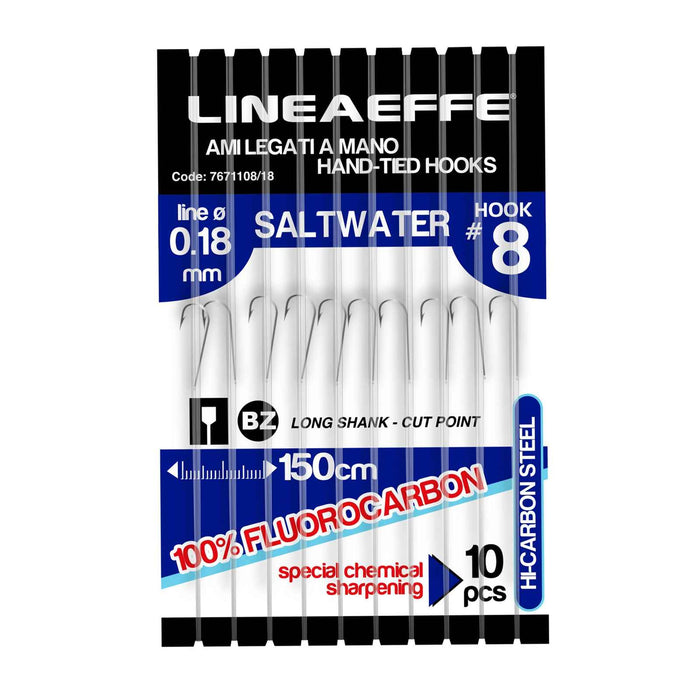 Hameçons de pêche fluorocarbone mer 150cm taille 6 diamètre 0,18 Lineaeffe 7671106-18