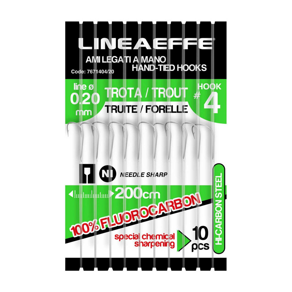 Hameçons de pêche fluorocarbone truite 200 cm taille 8 diamètre 0,18 Lineaeffe 7671408-18