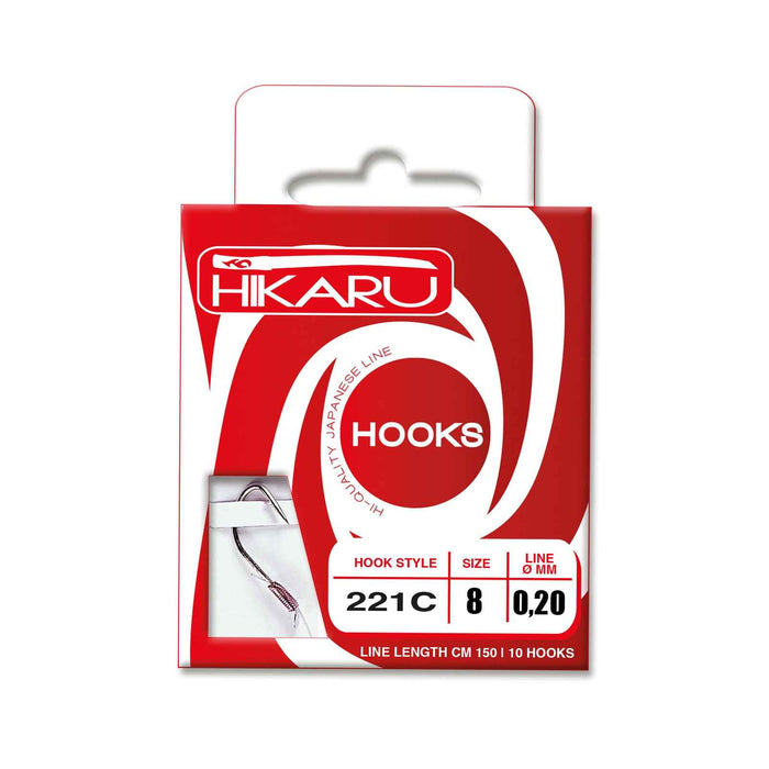 Hameçons de pêche Modèle 221C Taille 10 Diamètre 0,20 Hikaru 7702110-20