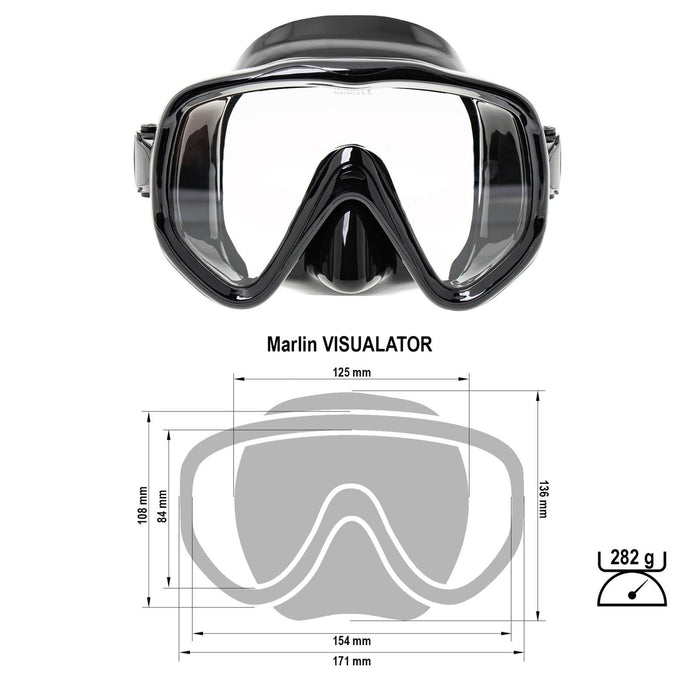 Masque de plongée Visualator noir Marlin 9899