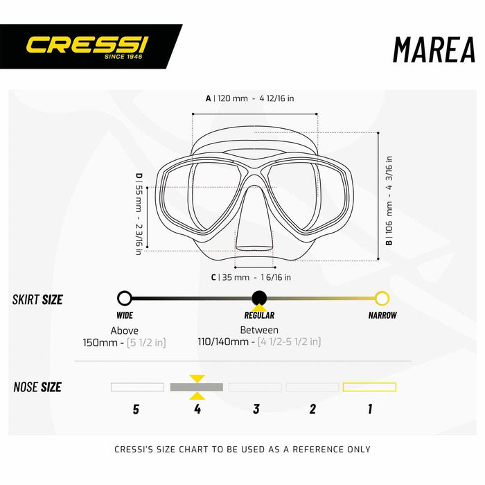 Masque de snorkeling en silicone Marea Transparent-Jaune Cressi DN281010
