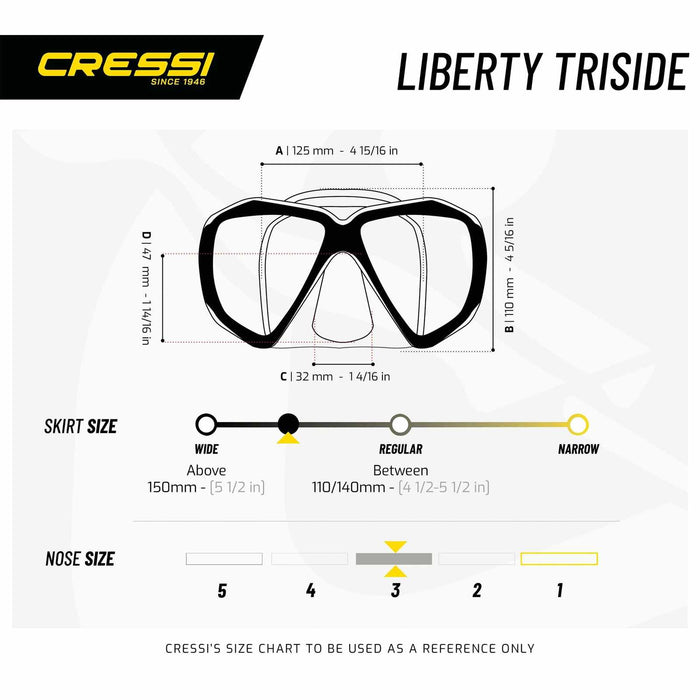 Masque en silicone de plongée Liberty Triside Noir-Dark Cressi DS455050