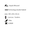 Kayak Gonflable Hawk 385 2 Personnes-Tandem Kohala KHD385
