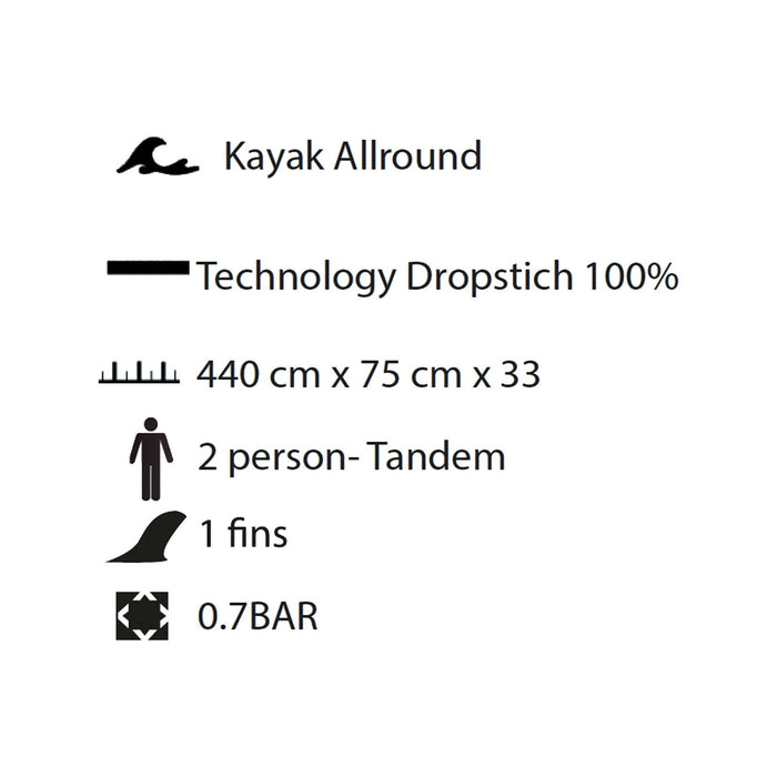 Kayak Gonflable Caravel 440 2 Personnes-Tandem Kohala KHD440
