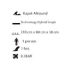 Kayak Gonflable Hawk 310 1 Personne Kohala KHS310