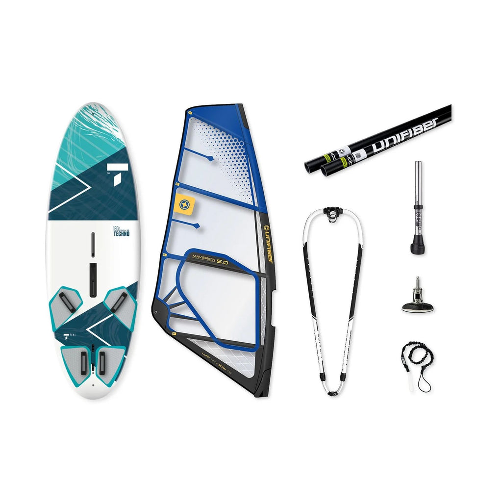 Windsurf-Freeride-Paket Wind Techno 160D mit Schwert und Maverick II 4.0 Rigg Unifiber UF90